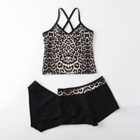 Djevojčica Trodijelni kupaći kostimi Leopard Print Tops Tarcts Hotcos Pant Bikini Set kupaći odijelo, 6- godina