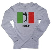 Italija Olympic - Golf - zastava - Silo majica muške sive majice s dugim rukavima