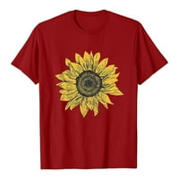Gakvbuo Ljeto ušteda čišćenje suncokret grafički majica za žene Ljetne vrhove slatka cvijeća grafika