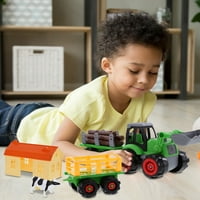 Mozlly Farm traktorski komplet - DIY sastavljaju edukativne igračke za poljoprivredne farme sa utovarivačm kipom prikolicom, barnicom, transporterom dnevnika i odvijačem - zabavnim igralištem sa životinjama za djecu