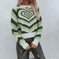 Ženski džemperi Ljubite srce Štampano O-izrezom dugih rukava uzorak srca pletene pulover vrhovi džempere