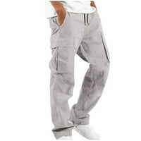 Zkozptok teretne pantalone za muškarce Čvrsti povremeni džepovi na otvorenom ravno tipom fitness hlače,