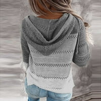 Modni ženski povremeni patchwork dugih rukava s kapuljačom s kapuljačom s kapuljačom Cardigan bluza vrhovi shaggy kardigan džemper