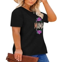 Majice Mama Plus veličine za žene grafičke mame sa cvijećem Print Prevelici majica kratkih rukava za majčin dan sa okruglim vratom