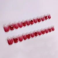 Umjetni nokti sa crvenim dijamantskim svjetlucavim lažnim noktima Srednji stil lažni nokti klasični