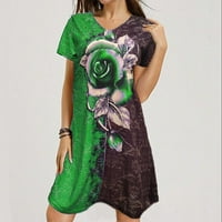 Ljetne haljine za žene plus veličine kratkih rukava za tisak cvjetnog uzorka Okrugli izrez Maxi Loose