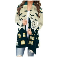 GDFUN ženska modna casual print dugih rukava midi kardigan jakna - kišna jakna kišna jakna žene