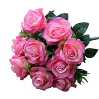 TureClos Heads Artificial Rose Cvjetni buket Bridal Vjenčana zabava Svilena krpa lažna ruža Buket, tamna