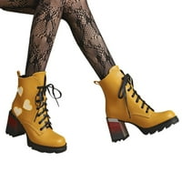 Zunfeo borbene čizme za Woem Vintage Chunky Heel Western Boots Trendy Debele platforme čipke za jesen
