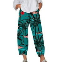 Ženski salon Capri hlače Štedne pamučne i posteljine pantalone sa džepovima Pokretanje elastičnog struka