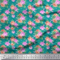 SOIMOI poliester Crepe tkanina točka, lišće i ruža cvjetna tiskana tkanina od dvorišta široko
