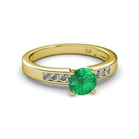 Smaragdni i dijamantni zaručnički prsten 0. Carat TW u 14K žutom zlatu.Size 4.5