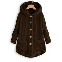 Kaputi za žene plus veličine Dugme Plišani vrhovi kapuljač sa kapuljačom Kartiganski vuneni kaput zimski jakci 3xl