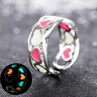 Prsten nakit svjetlosni fluorescentni prsten za žene ružičasto srce Otvoreni prsten sjaj u tamnom kreativnom