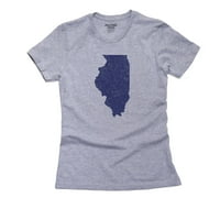 Illinois Blue Demokratska - Izborna silueta Ženska pamučna siva majica