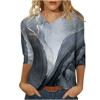 Floleo Trendi ženske vrhove plus size majica Labavi klirens bluza Modni tiskani rukavice u sredini dužine