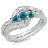 DazzlingRock kolekcija 0. Carat 14K plavi i bijeli dijamantski vrtni vrtni kameni zaručnički set, bijelo