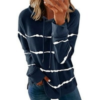 Raskrbavi duks za žene Ombre Pocket CrckString pulover vrhovi prugasti patchwork dugih rukava opuštena