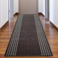 Ručka tepih za hodnik karirano obrubljeno smeđa boja ili široka po vašoj duljini, otporni na gumenu