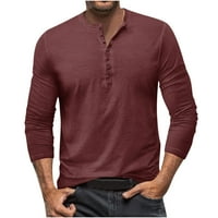 Muška majica Pejock Muška moda Henley Majica Dugi rukav V-izrez Pulover Basic Ljetna košulja Ogrlica Plain Bluza Tee Wine 3xl