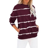 Ersazi kratki rukav Kardigani Ženska modna okrugla vrat Pulover Stripe Print Dugi rukav Opušteni džemper
