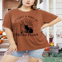 Žene plus veličine hocus pokusne košulje Grafički Halloween Casual Pismo majica Kratki rukav citat smiješno