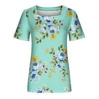 Ljetne košulje za žene Pleat Flowy Swing bluze kratkih rukava TESES Dressy Casual T-majice Square pulover