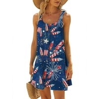 Buigttklop haljine za žene, haljine za plažu žene havajski tropsko tiskovina bez rukava mini ljeto Loose