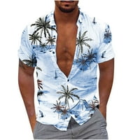 Bluza za muškarce čišćenje muška modnih casual tipki Havaii ispis ispisa s kratkim rukavima majica bluza