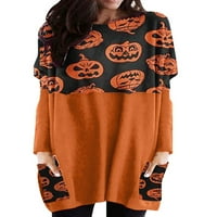 Uerlsty Women Halloween Gothic Pumpkin Bat majica Dress Dugi rukav Torgy Pulover vrhovi