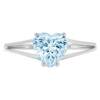 1.0ct srce rez plavo simulirani dijamant 14k bijeli zlatni godišnjički angažman prsten veličine 7.5