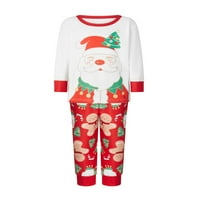 Božićne pidžame za obitelj Santa Claus Ispis dugih rukava i hlače Looungewear Mekana obuća