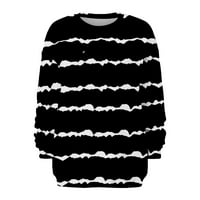 Hueook Dukseri za ženske plus veličine Štampana boja blokirajte modnu bluzu sa džepom pulover džemper