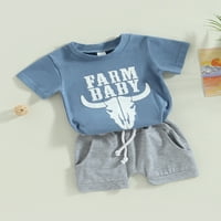Ciycuit 0-3t Toddler Baby Boys Odeća ljetna odjeća Grafički slovo Ispis Majica kratkih rukava Tors Podesite