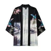 Muške ljetne košulje Muški povremeni labavi otvoreni prednji rukav Japanski stil Print Cover Up Cardigan