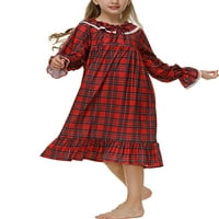 Sanviglor Kid Girl Pajamas Solid Color Spavaće za spavanje čipke Up spavaćice udobna noćna haljina pada rešetka