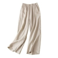 Pantalone za žene ženske pamučne posteljine čvrste boje drape casual modne prevelike hlače ženske hlače