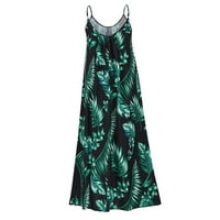 Havajske haljine za žene bez rukava okrugli vrat Boho Long Maxi Summer Sandress Bridal Gifts Tuš Green L