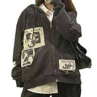 Chic Y2K prevelike dukseve za žensku modnu gotičku grafiku Zip Up Vintage Harajuku Punk dukserice Streetwear