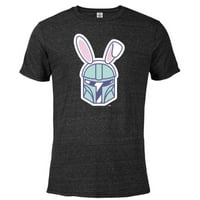 Star Wars The Mandalorian Mando Easter Bunny - Pomiješana majica s kratkim rukavima za odrasle - prilagođeno-crno