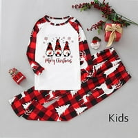 Corashan Porodična božićna pidžama, dječji božićni roditelj-dječji odijelo okruglo vrat dugih rukava plairano božićno kućno odijelo crveno 4