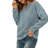 LIACOWI Ženske kolutske duksere dugih rukava s dugim rukavima izrez pulover labavi fit pletit vrhovi
