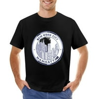 Manhattan Skyline New York City muške grafičke majice Vintage kratki rukav sportski tee crni s