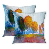 Plava boja ulje za ulje na pejzaž šarene ručne ruke impresionističke zelene jastučnice za jastuk za jastuk set 2