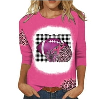 Ružičasta vrpca za nošenje s grudima Majica Modna labava majica rukav bluza okrugli vrat Ležerne prilike