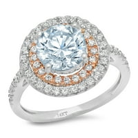 2.47ct okrugli rez plavi simulirani dijamant 18k bijeli ružin zlatni gravirajući egraviranje godišnjica angažmana vjenčanja halo ring veličine 7.75