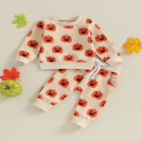 Bagilaanoe Toddler Baby Girl Boy Halloween Odjeća za vješticu Pumpkin Print dugih rukava dukserice + duks 3T dječje duge hlače