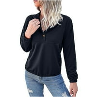 Virmaxy Ženski džemper sa kapuljačom od kapuljača s džepovima V-izrez sa džepovima dugih rukava jesen