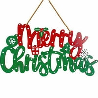 Njspdjh sretan božićni drveni viseći oznaku zelena crvena zidna božićno drvce ukrašena božićna zidna