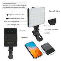 60LED punjivi selfie lagan, džepni kopča na 5000mAh puni lampica kompatibilna sa telefonom, kamerom